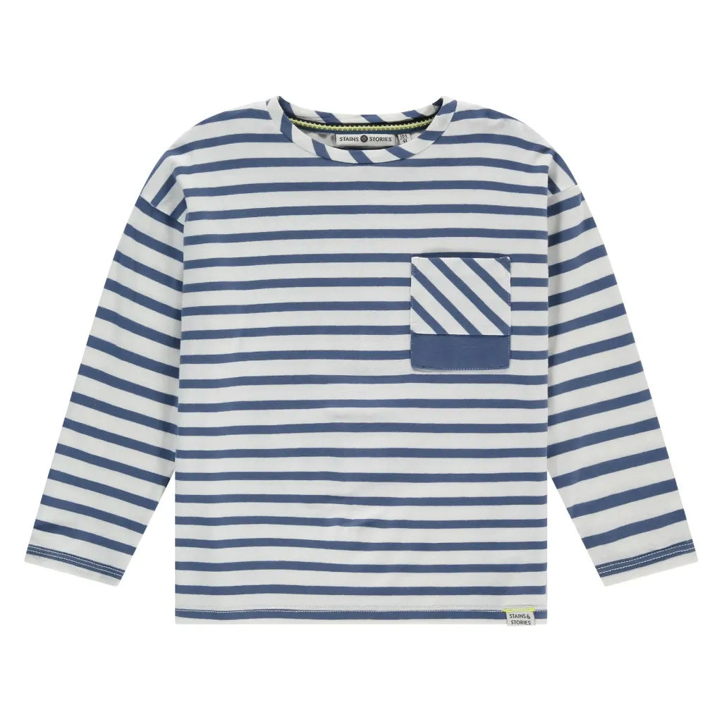 S&S BOYS T-SHIRT A LIGNES LM BLEU 122 SSA26207621