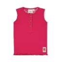 FEETJE - GIRLS SINGLET FUCHIA RIB - LOVE PEACE ALOHA 74