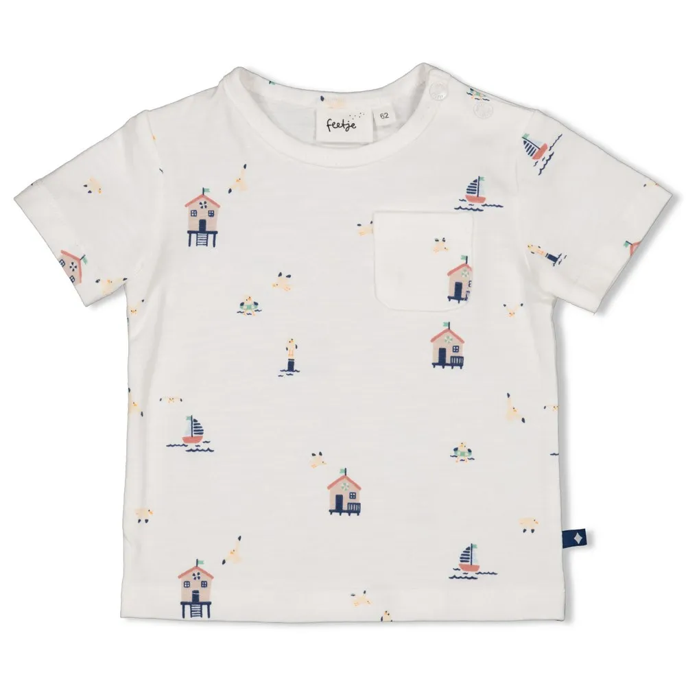 FEETJE - BOYS T-SHIRT BLANC KC AOP - SEASIDE HAPPINESS 86