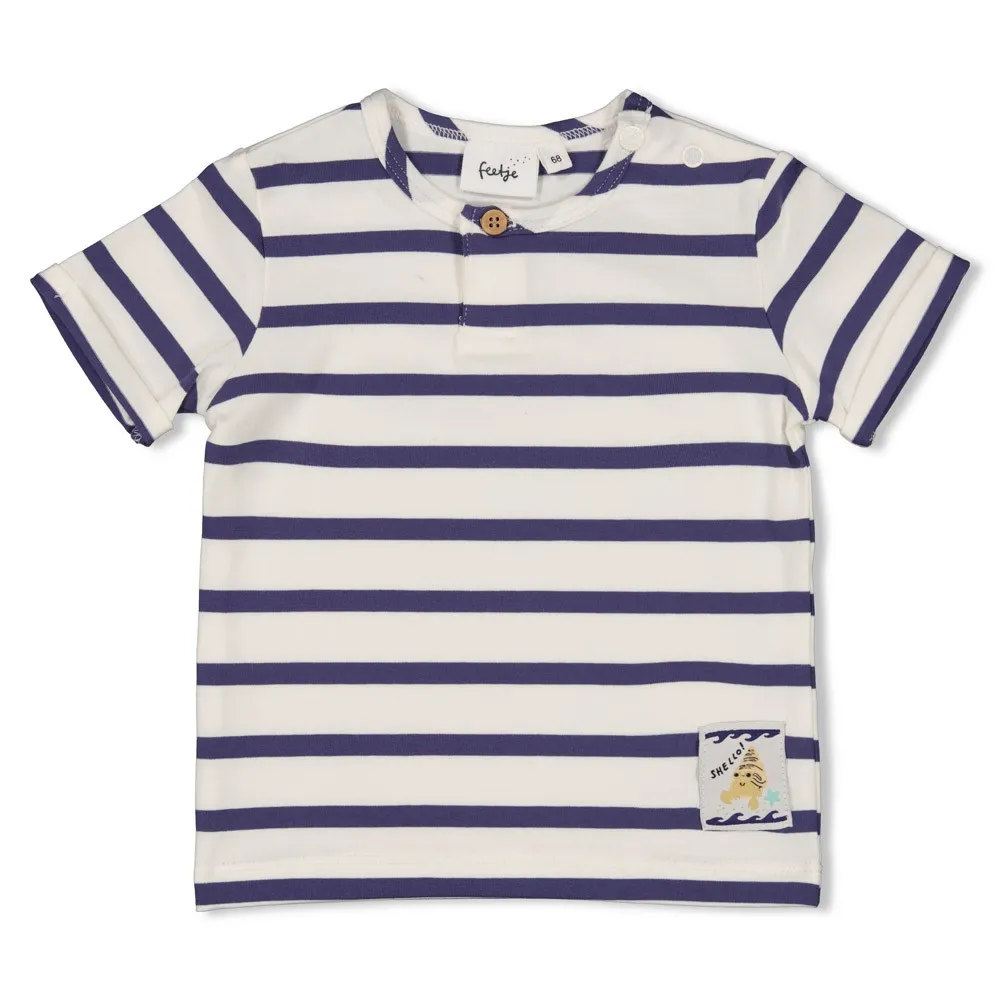 FEETJE - BOYS T-SHIRT BLEU A LIGNES - LAZY DAYS 74