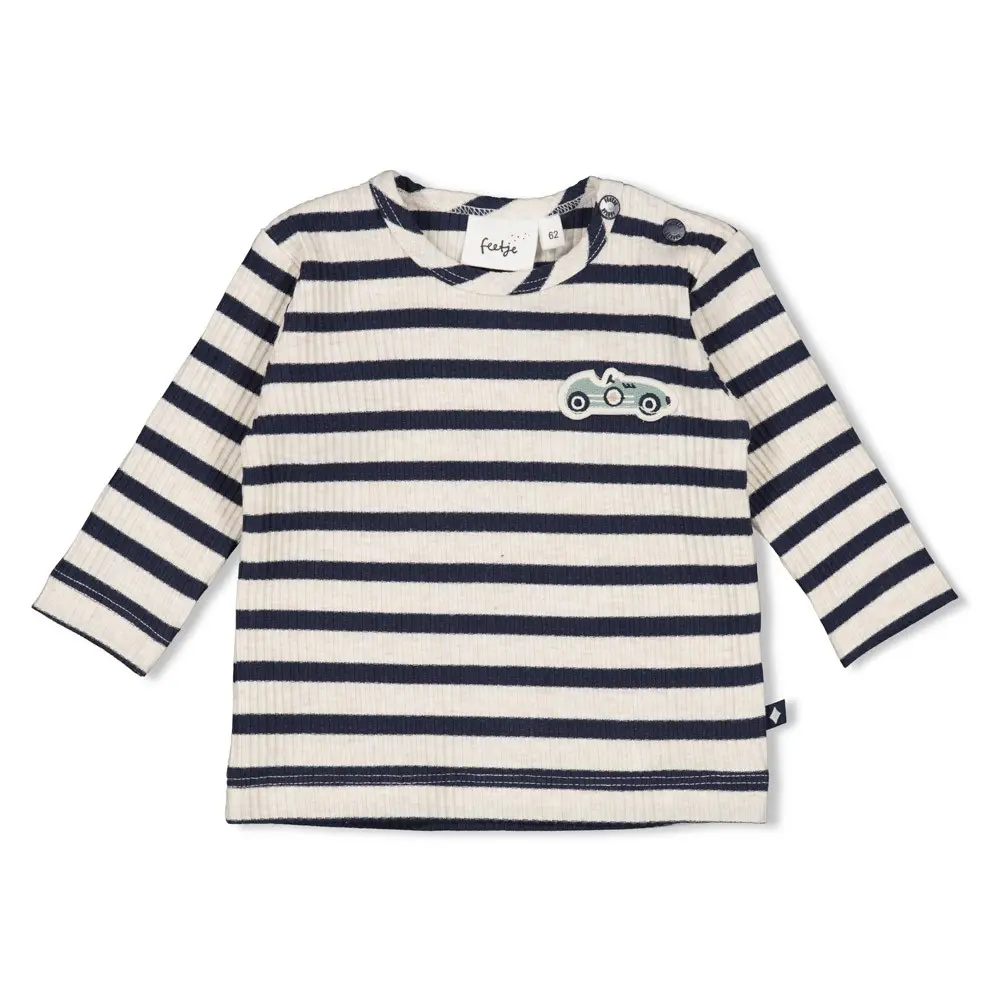 FEETJE - BOYS T-SHIRT ML COTELEE AVEC RAYURE - LET’S GO ! BLEU MARINE 74 51602576