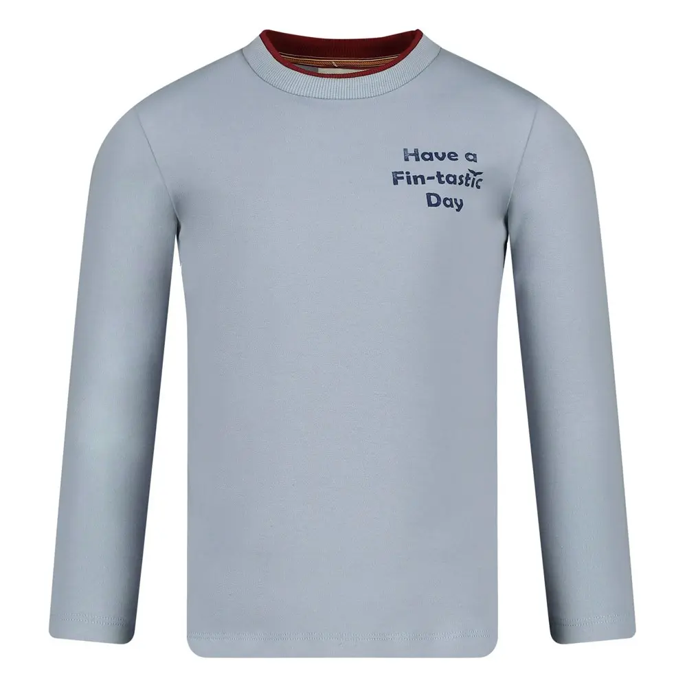 STURDY T-SHIRT ML - WAVES AND WHALES BLEU CLAIR 140 71600638