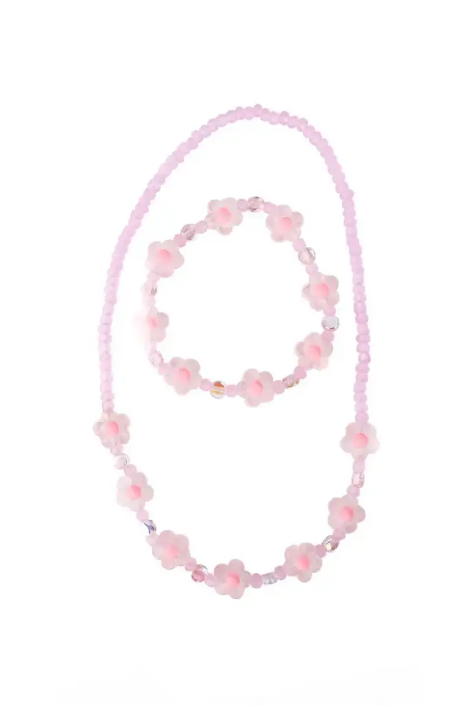 ENSEMBLE COLLIER ET BRACELET PINK CRYSTAL BLOMMS - 86169