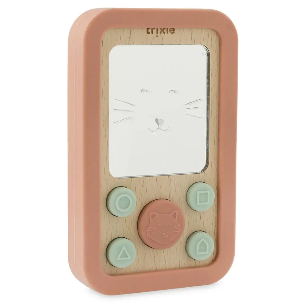 TELEPHONE BEBE EN SILICONE ET BOIS - MRS CAT - 36-245