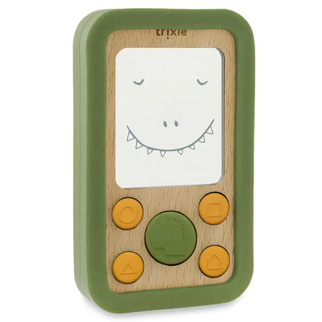 TELEPHONE BEBE EN SILICONE ET BOIS - MR DINO - 36-257