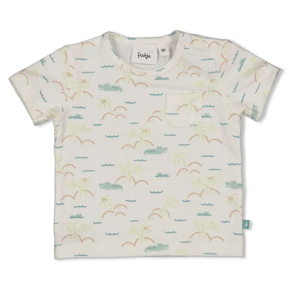 FEETJE - BOYS T-SHIRT BLANC KC AOP - YOU CROC MY WORLD 86
