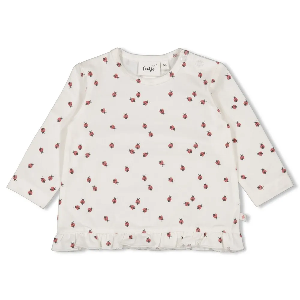 FEETJE - GIRLS T-SHIRT ML BLANC KC AOP - LADYBUG 80